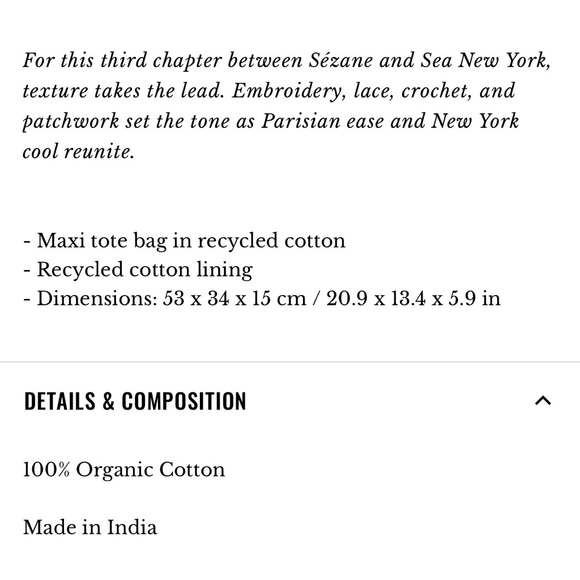 Sezane Maxi Tote Bag - Sézane X Sea Ny Woodstock Patchwork - Size TU - Picture 3 of 4